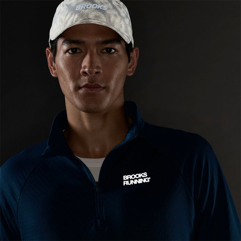 Brooks Run Thermal Reflective Half Zip Men's Running Top - Indigo/Reflective