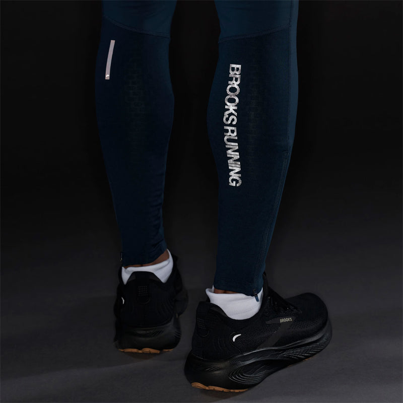 Brooks Thermal Reflective Men's Running Tight - Indigo/Reflective