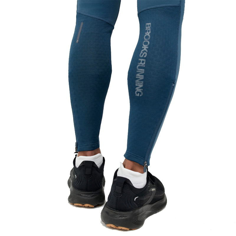 Brooks Thermal Reflective Men's Running Tight - Indigo/Reflective