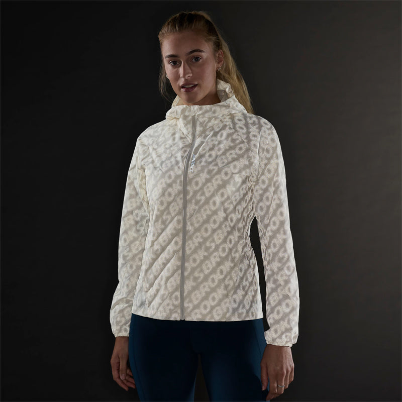 Brooks Canopy Reflective Women's Running Jacket - Reflective Wordmark Bone