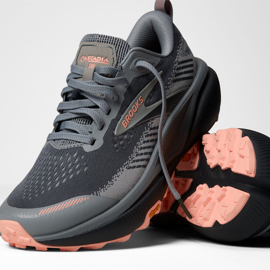 Brooks Cascadia 20 Women's Trail Shoe - Grey/Grey/Peach