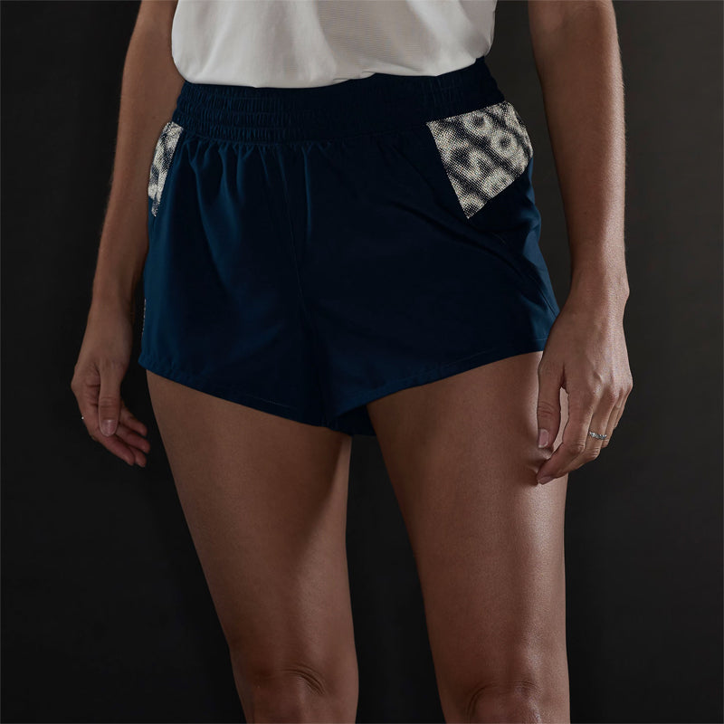 Brooks Dash Reflective Women's Running Short - Reflective Wordmark Indigo