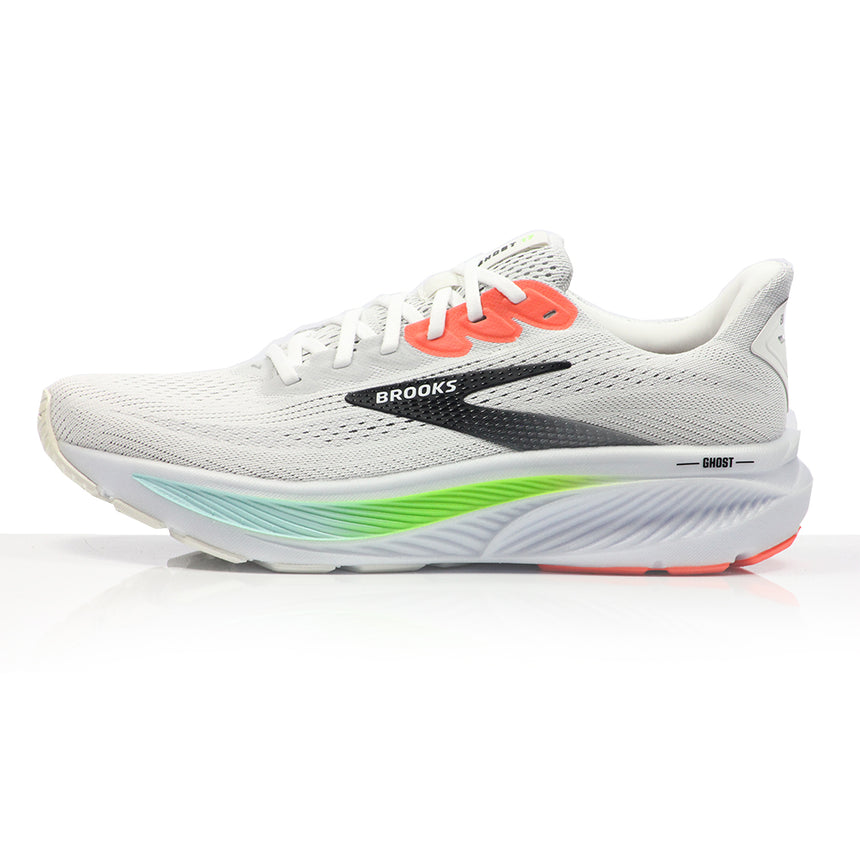 Brooks Ghost 17 Men's Running Shoe - White/Pink Clay/Gecko