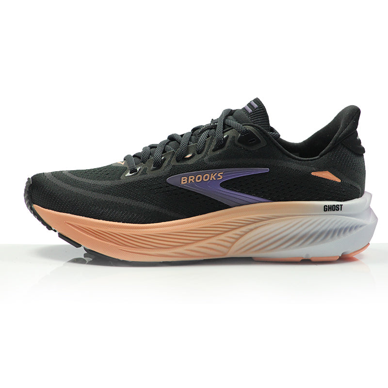 Brooks Ghost 18 Women's Running Shoe - Black/Mulled Grape/Peach