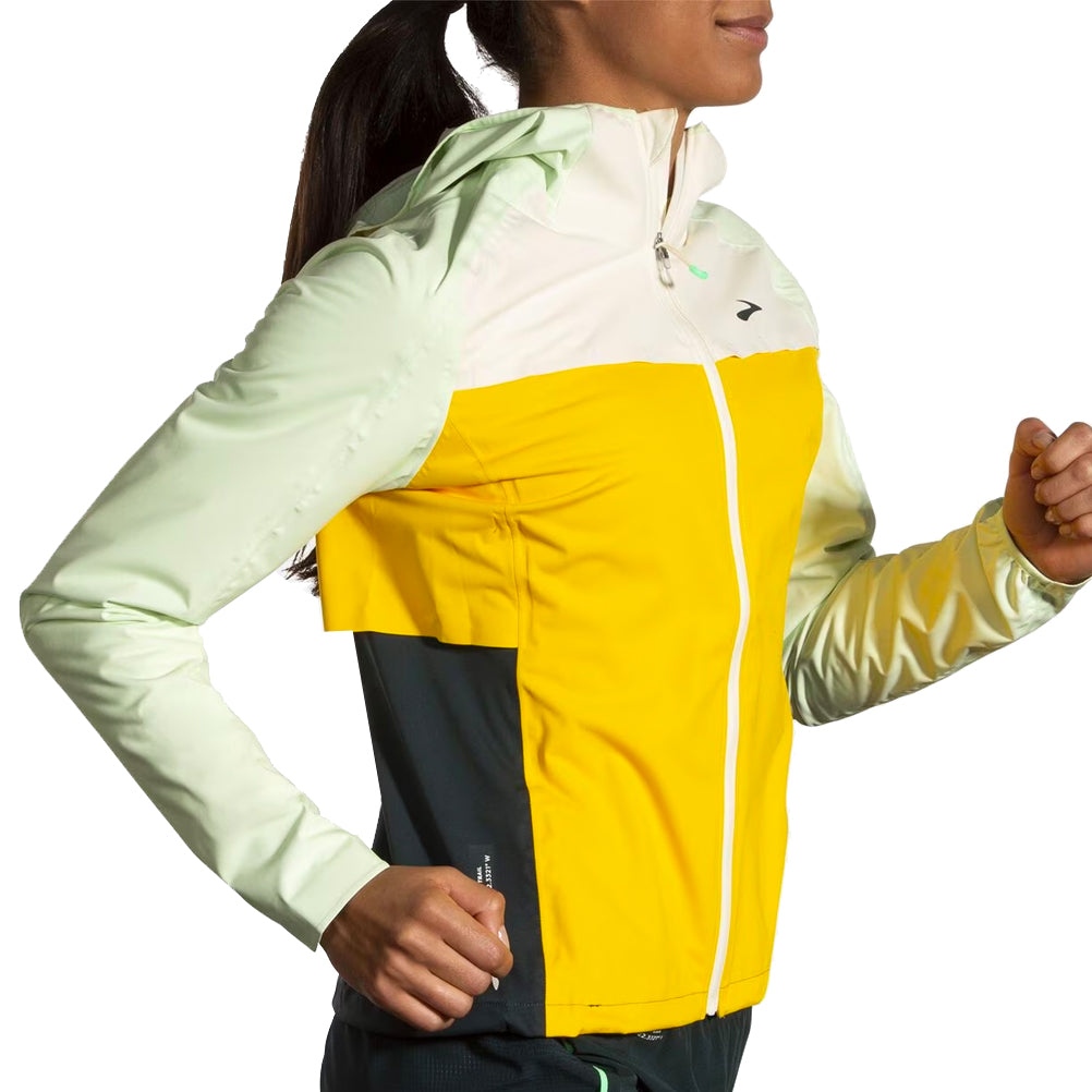 Brooks High Point Waterproof Women's Running Jacket - Lemon/Ecru/Glacier Green