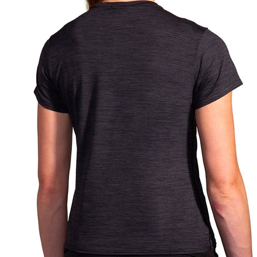 Brooks Luxe Short Sleeve Women's Running Tee - Htr Deep Black