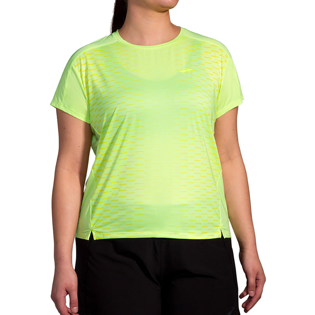 Brooks Sprint Free 2.0 Short Sleeve Women's Running Tee - Lt Lime/Interval Gradient