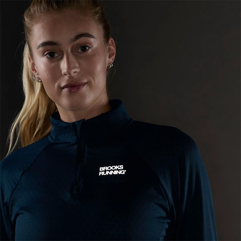 Brooks Run Thermal Reflective Half Zip Women's Running Top - Indigo/Reflective