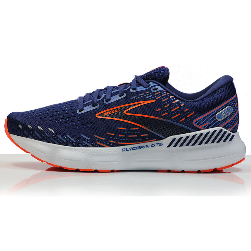 Brooks Glycerin GTS 20 Men's 2E Wide Fit Running Shoe - Blue Depths/Palace Blue/Orange