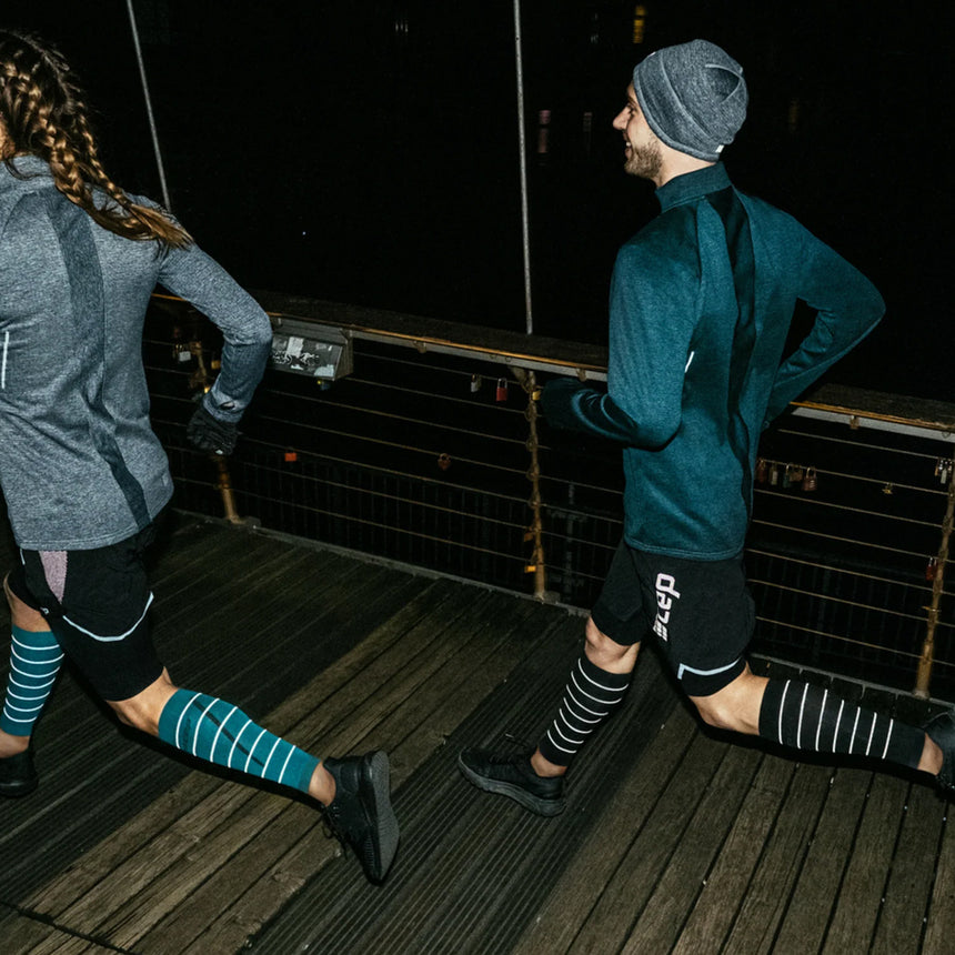 CEP Run Compression Reflective Men's Calf Sleeve - Black/Reflective