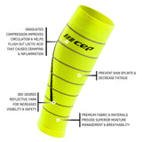 CEP Run Compression Reflective Men's Calf Sleeve - Neon Yellow