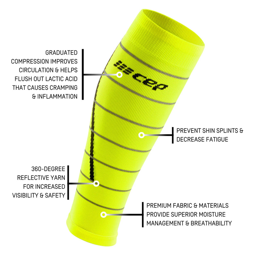 CEP Run Compression Reflective Men's Calf Sleeve - Neon Yellow