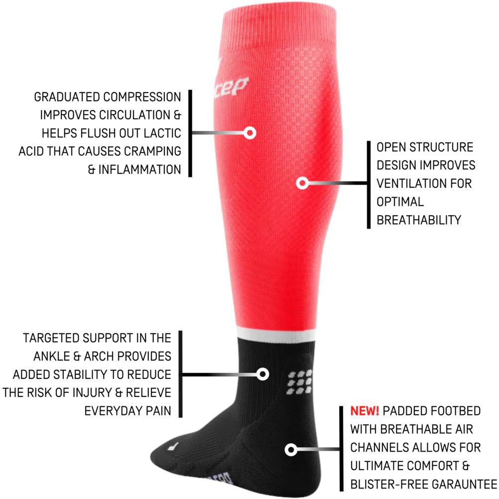 CEP Run Compression Tall Women's Running Sock - Pink/Black