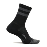 Feetures Elite Light Cushion Mini Crew Running Sock - Black High Top Strip