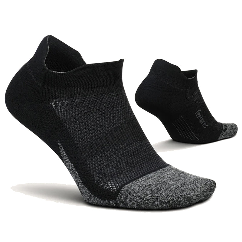 Feetures Elite Light Cushion No Show Tab Running Sock - Black/Grey