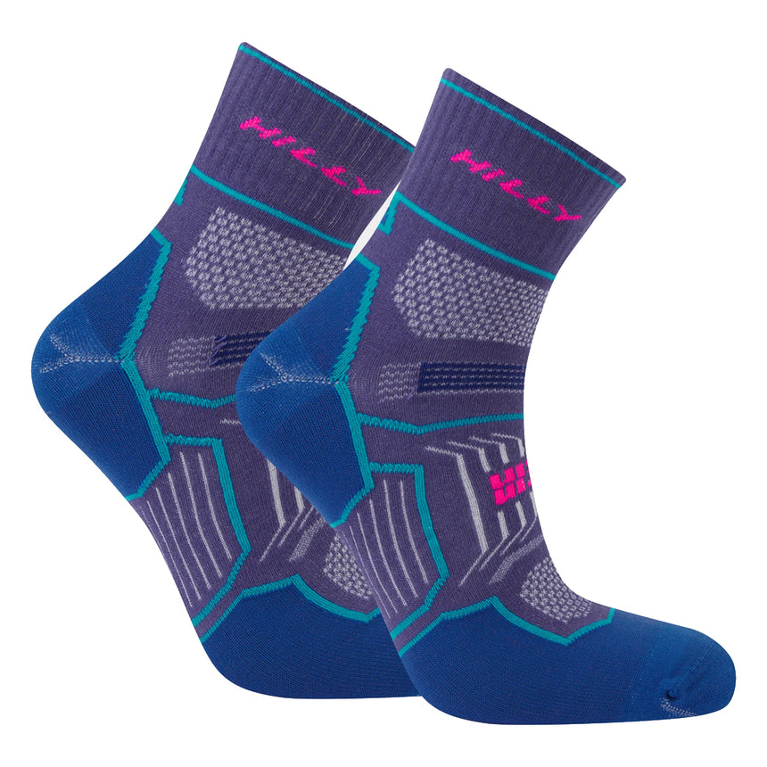 Hilly Twin Skin Anklet Running Sock - Grape/Blue