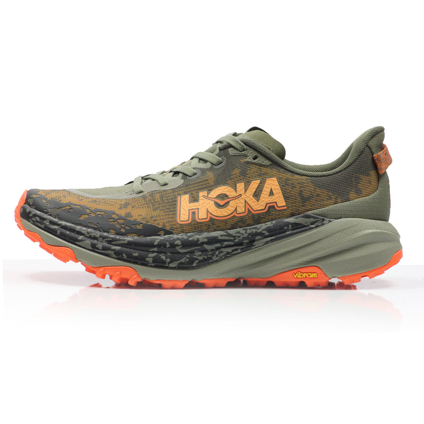 Hoka Speedgoat 6 Wide Fit Men's Trail Shoe - Antique Olive/Squash