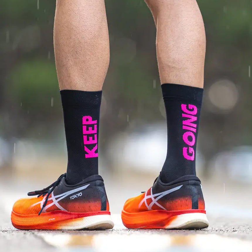 Sporcks Keep Going Black Crew Running Sock   - Black/Purple