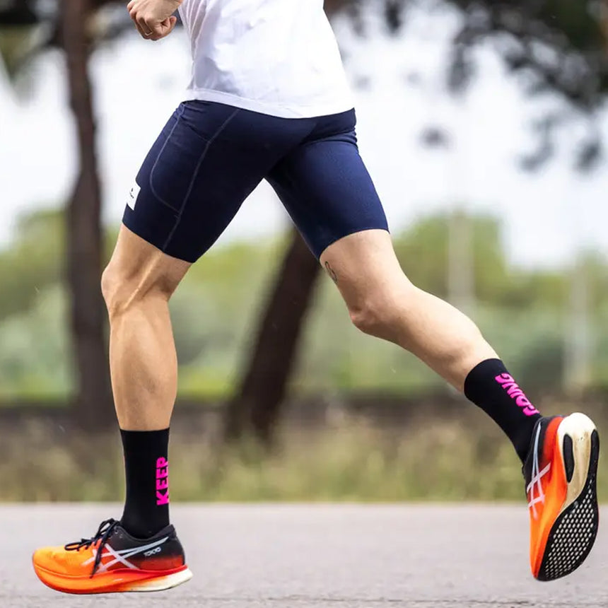 Sporcks Keep Going Black Crew Running Sock   - Black/Purple