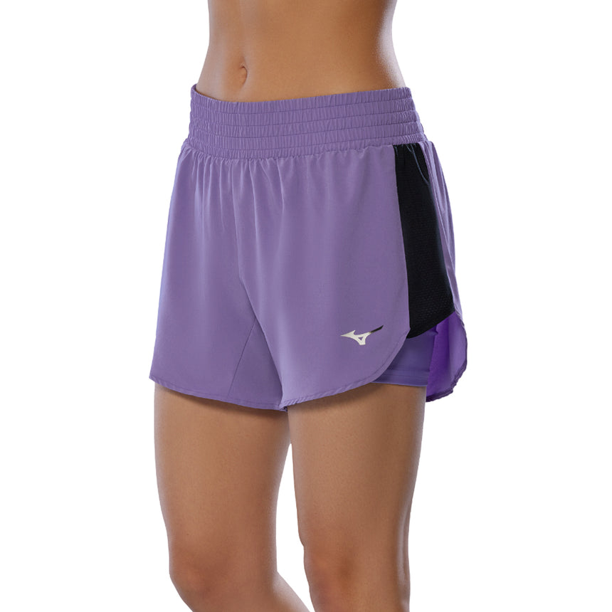 Mizuno 4.5inch 2in1 Women's Running Short - Paisley Purple