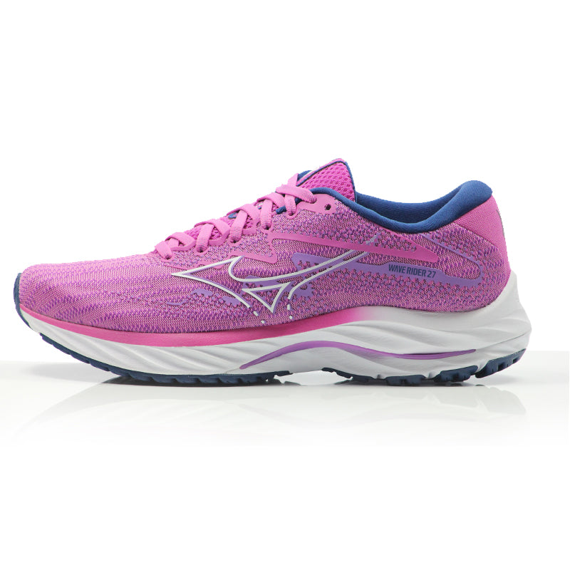 Mizuno Wave Rider 27 Women's Running Shoe - Rosebud/White/Navy Peony