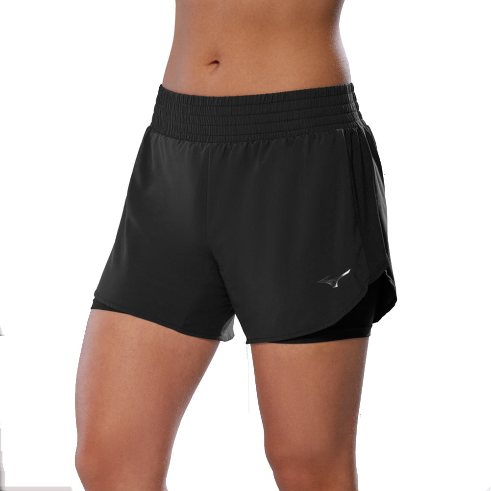 Mizuno 4.5inch 2in1 Women's Running Short - Black