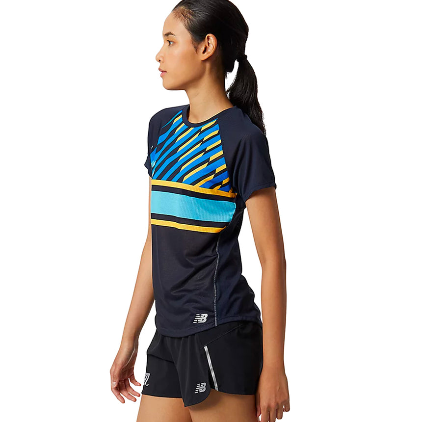 New Balance London Edition Impact Run Short Sleeve Women's Running Tee - Navy