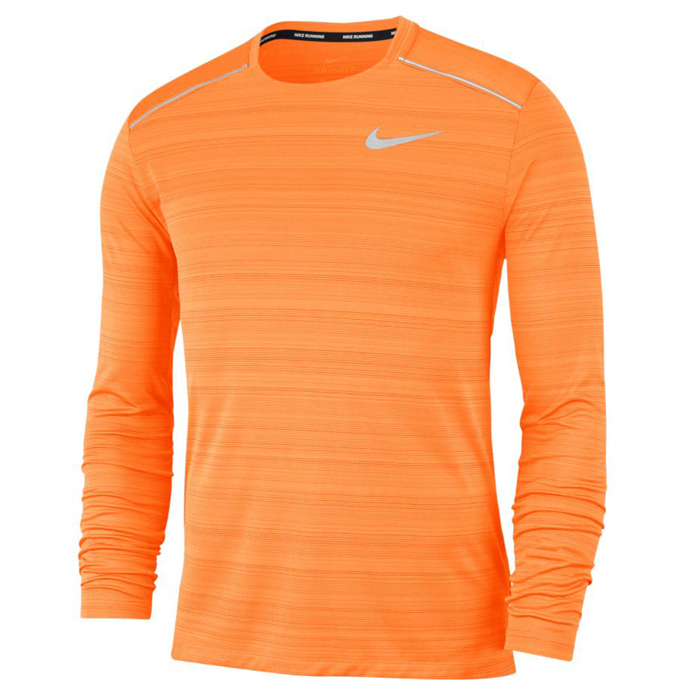 Nike Miler Long Sleeve Men's Running Tee Alpha Orange – The - Main Image