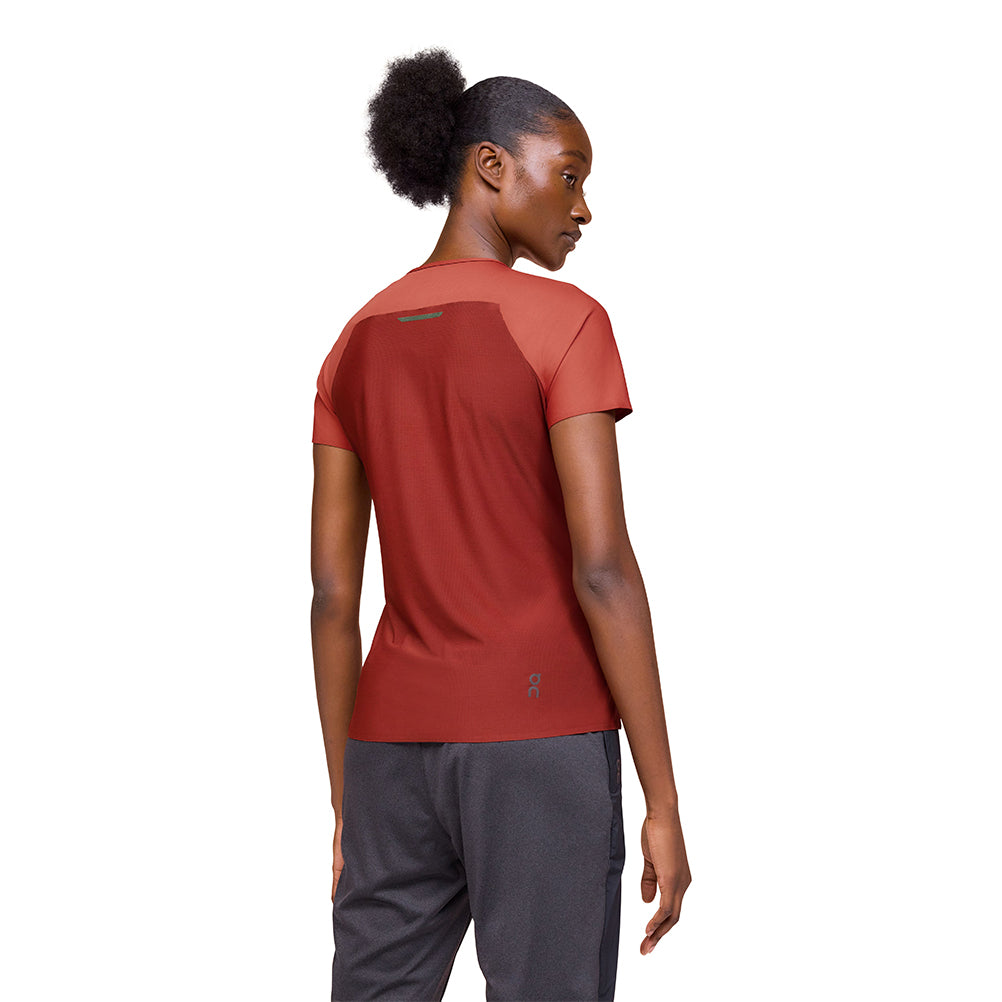 On Running Performance Short Sleeve Women's Running Tee - Auburn/Ruby