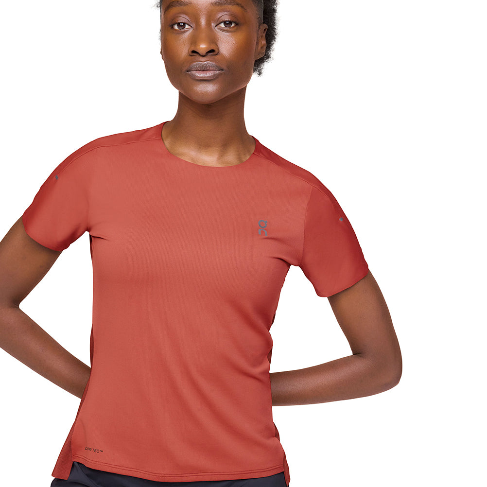 On Running Performance Short Sleeve Women's Running Tee - Auburn/Ruby