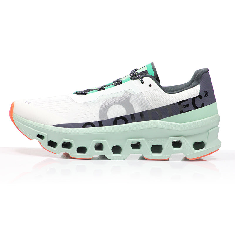On CloudMonster Women's Running Shoe - Undyed-White/Creek