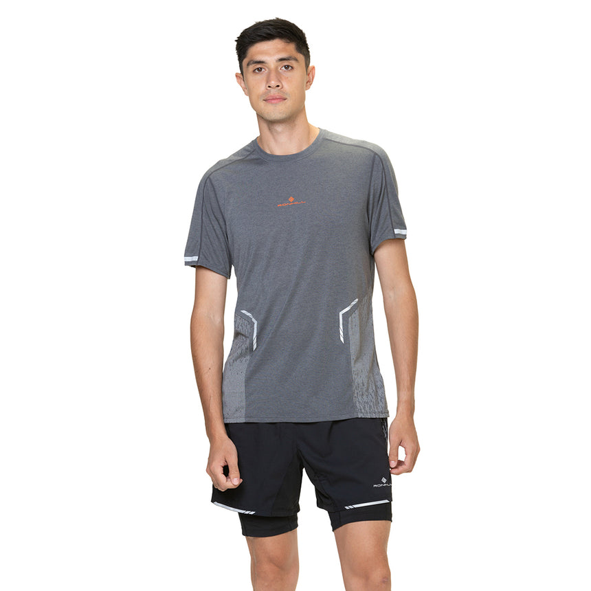 Ronhill Tech Reflect 5inch Men's Twin Running Short  - Black/Reflect