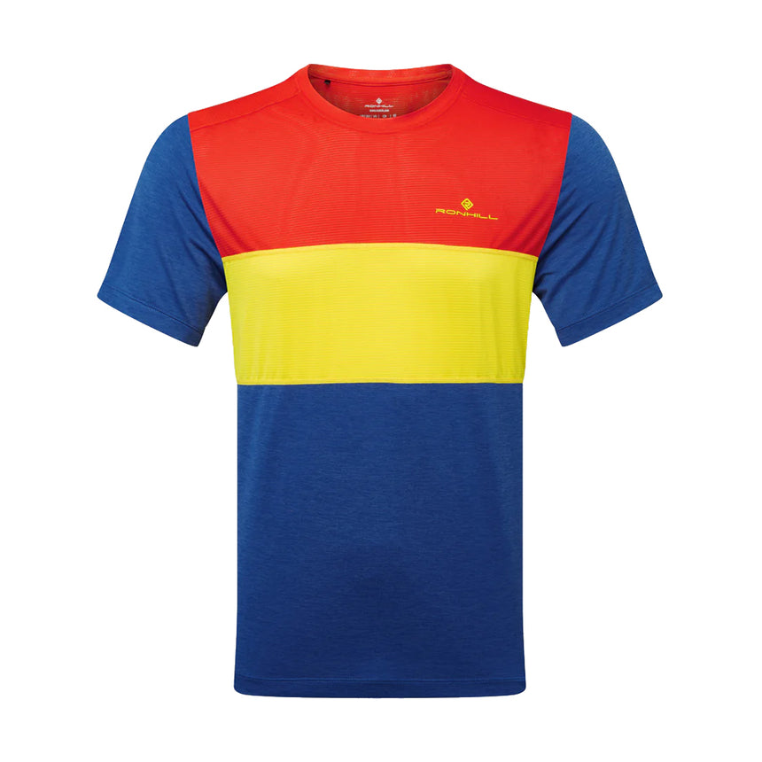 Ronhill Tech Trio Short Sleeve Men's Running Tee - Dark Cobalt/Marl/Solar