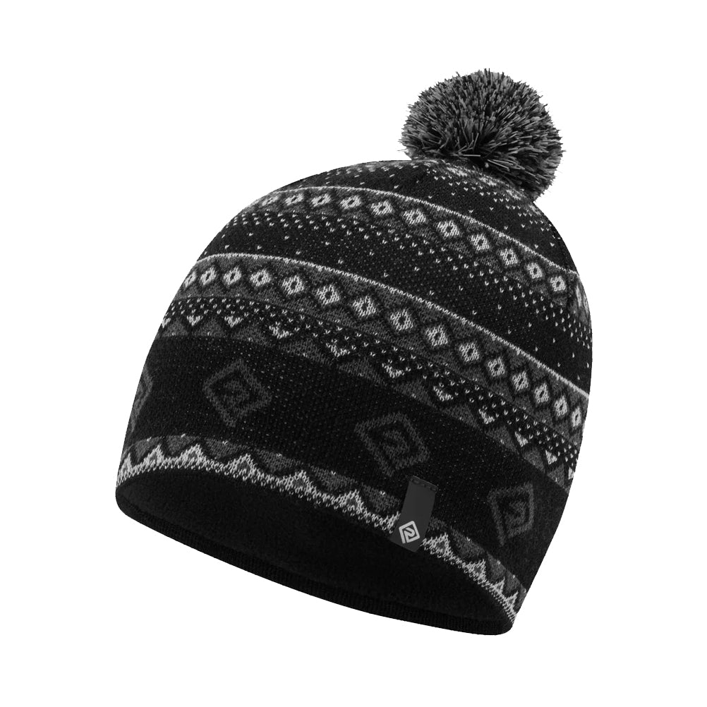Ronhill Winter Bobble Hat - Black/Oxide/White