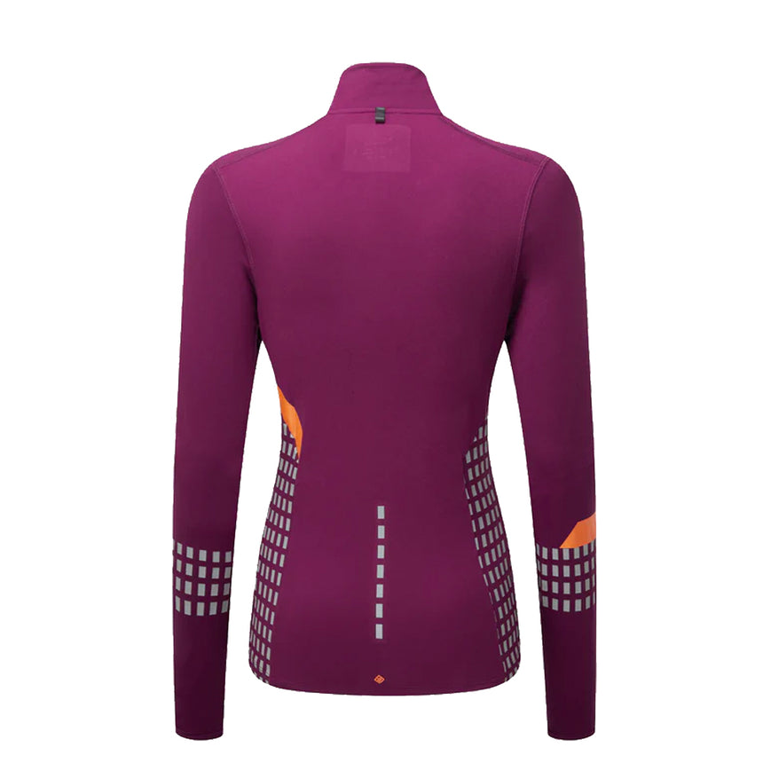 Ronhill Tech Afterhours Halfzip Long Sleeve Women's Running Top - Grape/Mango/Reflective