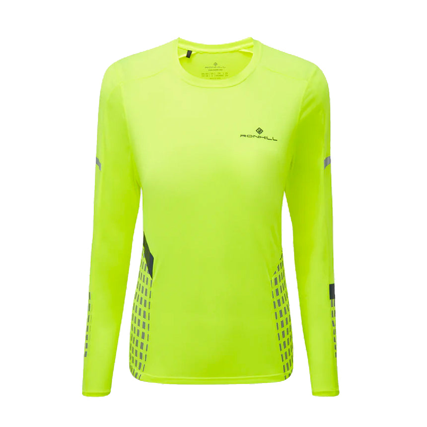 Ronhill Tech Afterhours Long Sleeve Women's Running Tee - Yellow/Charcoal/Reflective