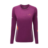 Ronhill Tech Afterhours Long Sleeve Women's Running Tee - Grape/Mango/Reflective