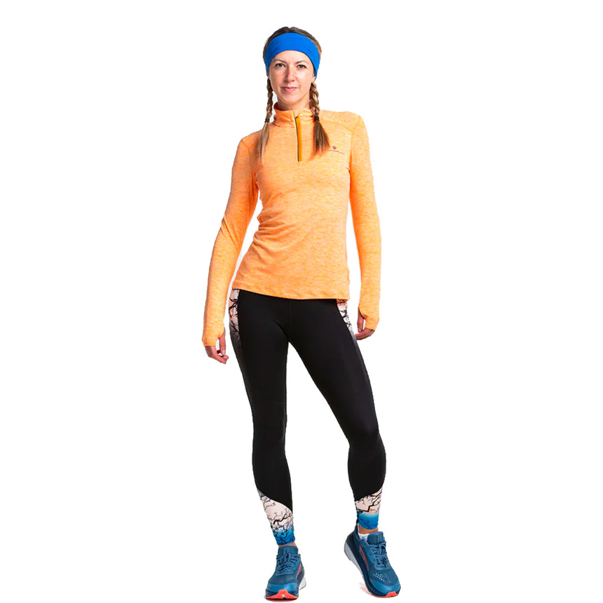 Ronhill Life Practice Halfzip Long Sleeve Women's Running Top - Mango Marl/Grape