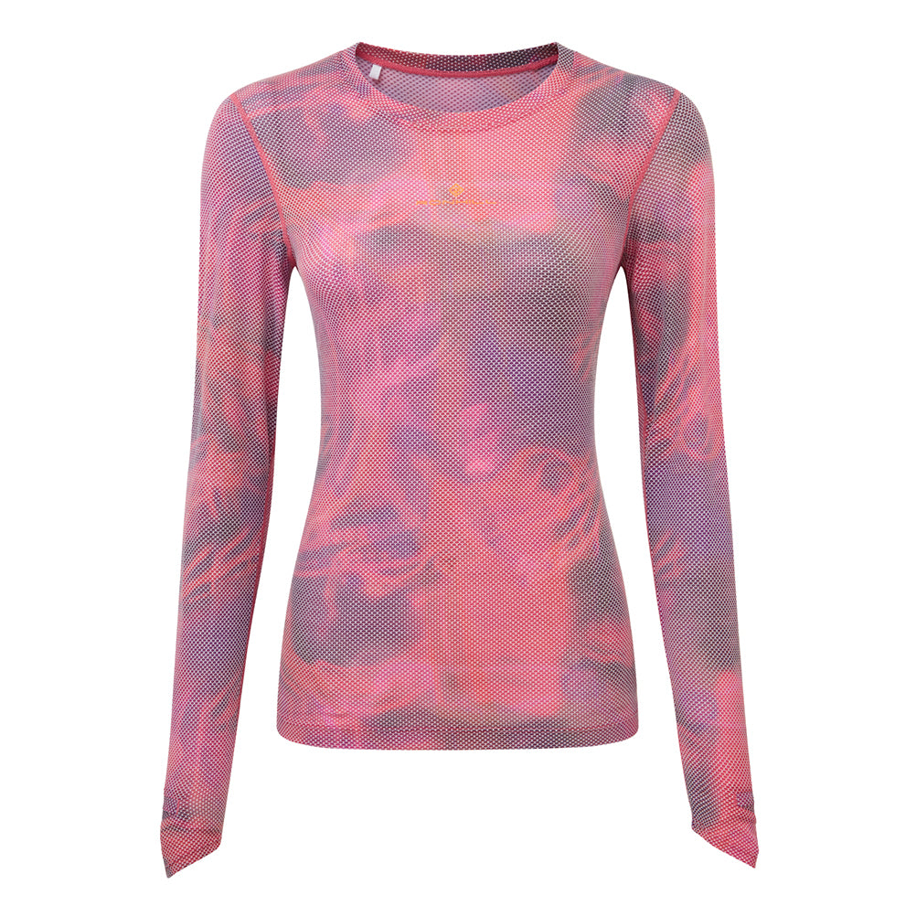 Ronhill Tech Golden Hour Long Sleeve Women's Running Tee - Salsa Illuminations