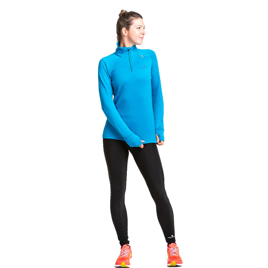 Ronhill Tech Prism Halfzip Long Sleeve Women's Running Top - Kingfisher/Grape