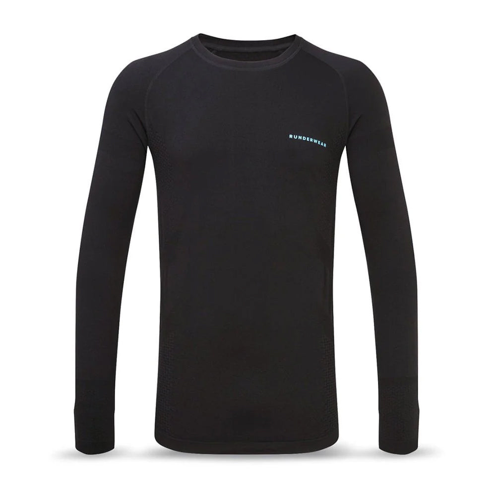 Runderwear Men's Long Sleeve Base Layer- Black