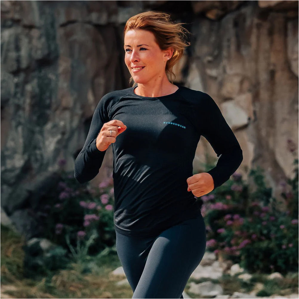 Runderwear Women's Long Sleeve Base Layer- Black