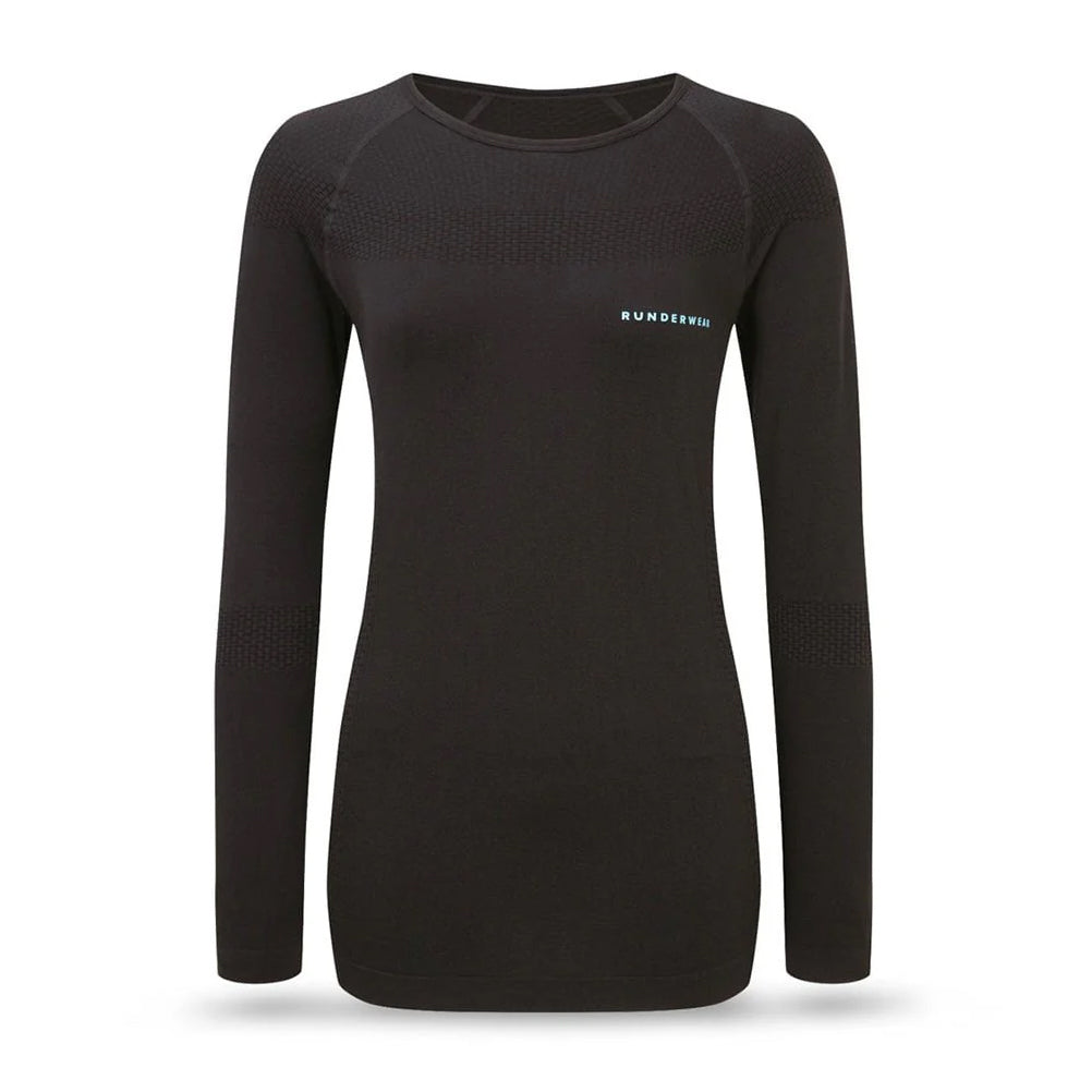 Runderwear Women's Long Sleeve Base Layer- Black