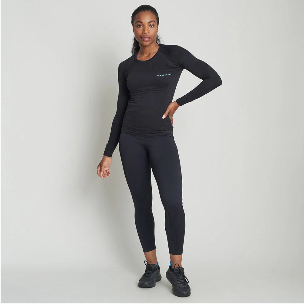 Runderwear Women's Long Sleeve Base Layer- Black