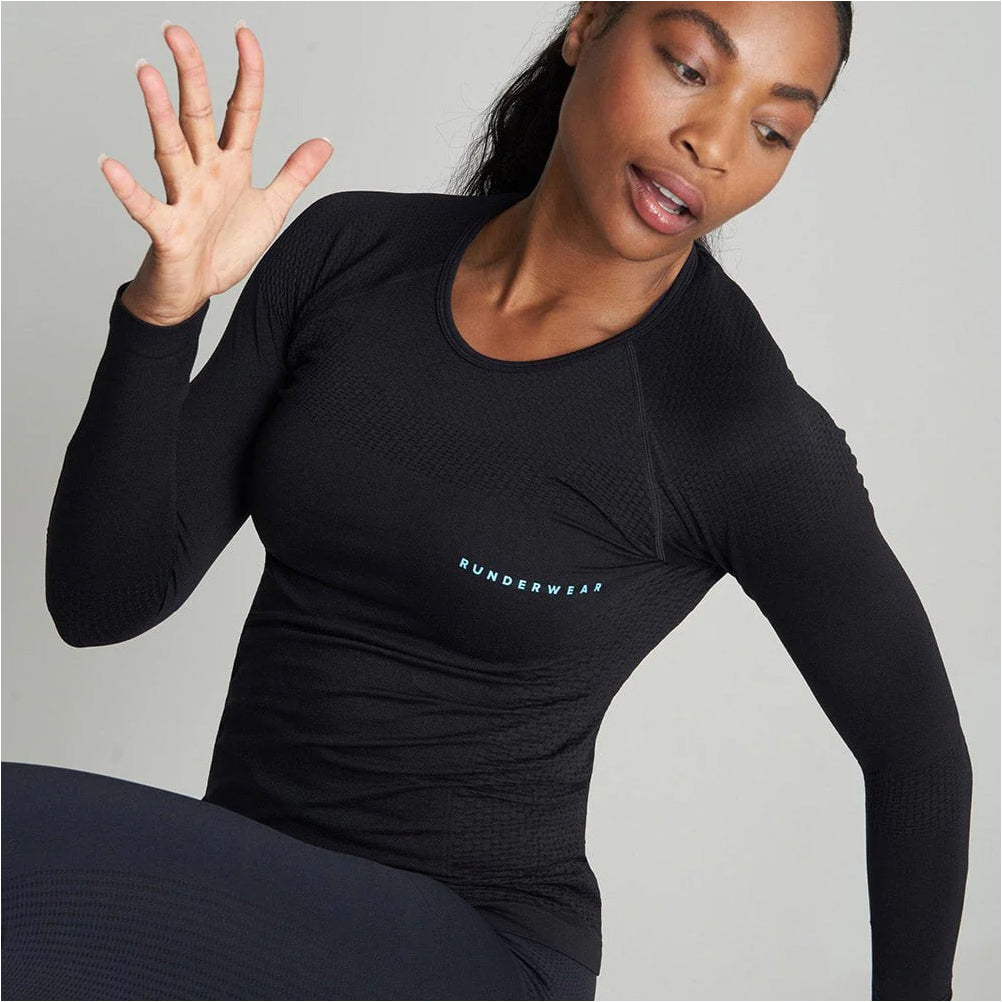 Runderwear Women's Long Sleeve Base Layer- Black