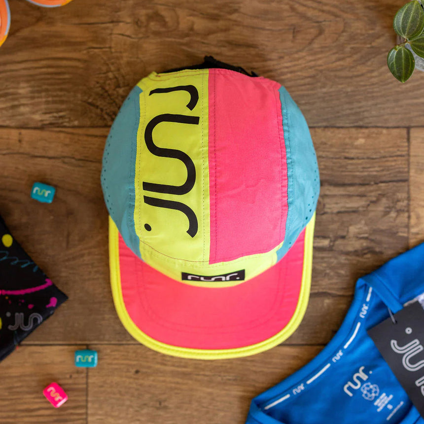 Runr Amsterdam Technical Running Hat - Yellow/Blue/Pink