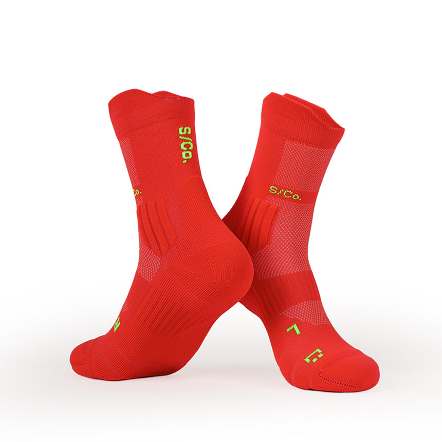 S/Co Crew Running Socks - Crimson Orange