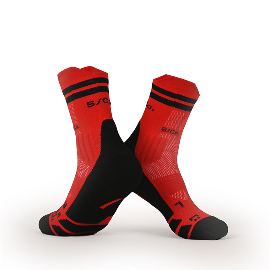 S/Co Crew Running Socks -  Red Black Strike