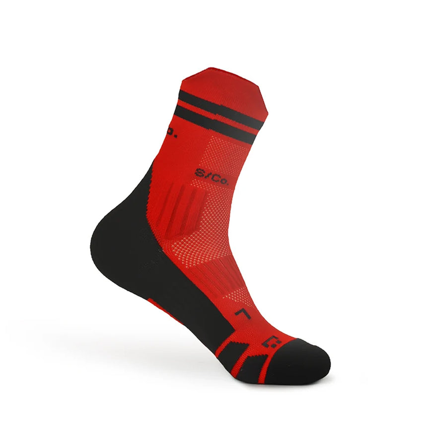 S/Co Crew Running Socks -  Red Black Strike