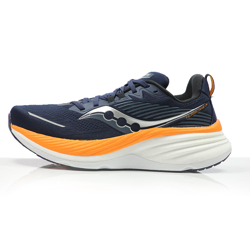 Saucony Hurricane 24 Men's Running Shoe - Navy/Peel Marin